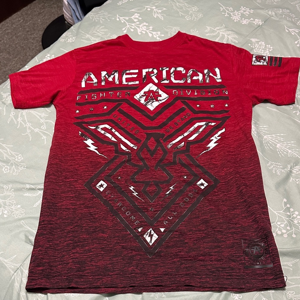 American Fighter Red and Black Graphic Tee